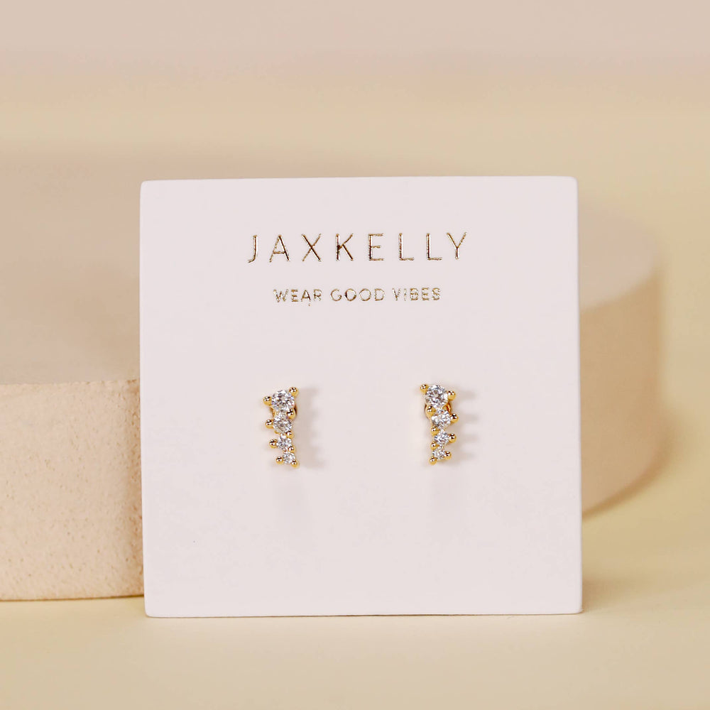 Mini Crawler - White CZ - Gold Earrings