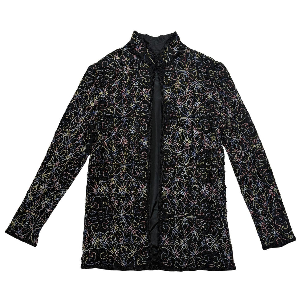 Vintage Black Beaded Jacket - Size S