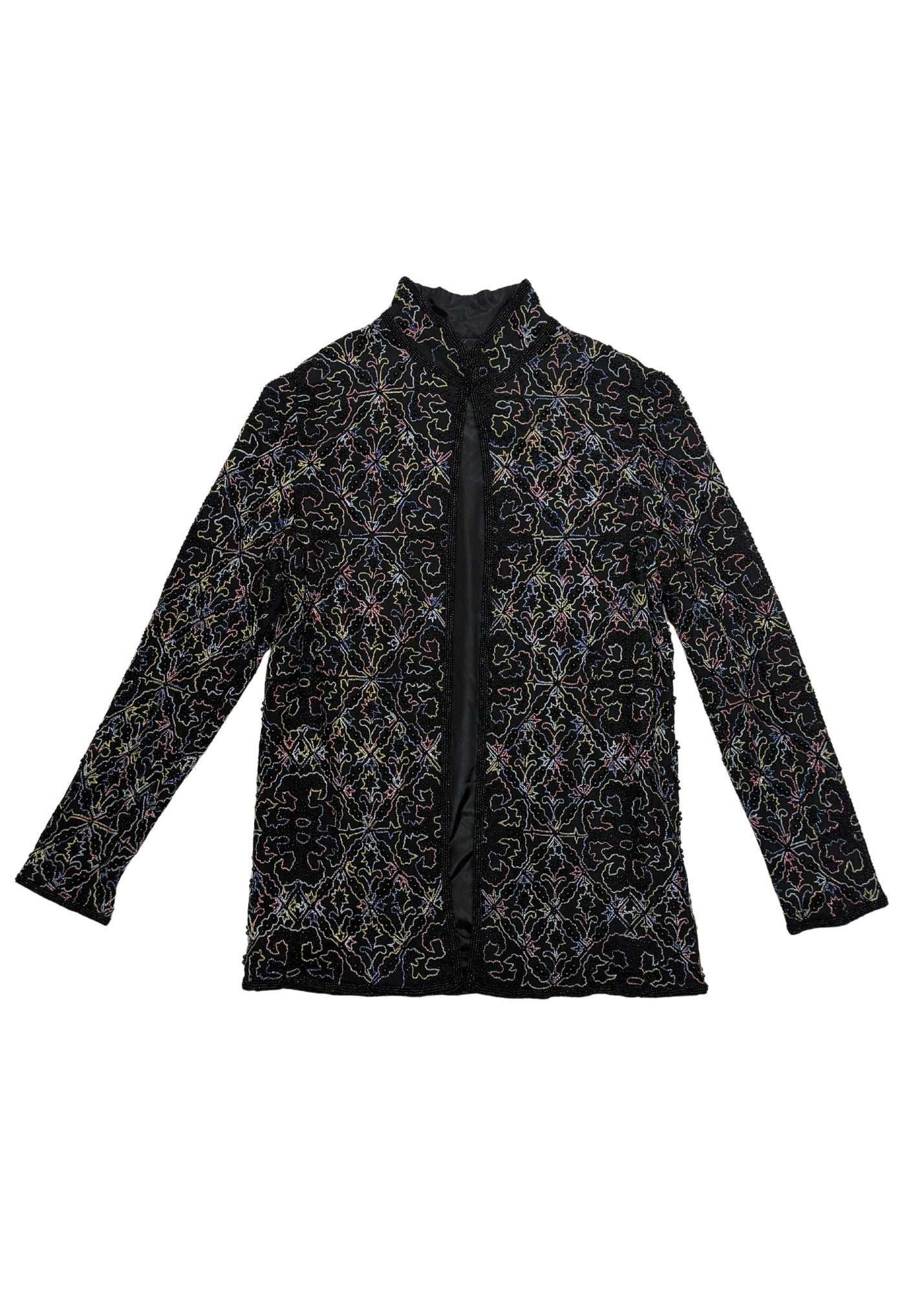 Vintage Black Beaded Jacket - Size S