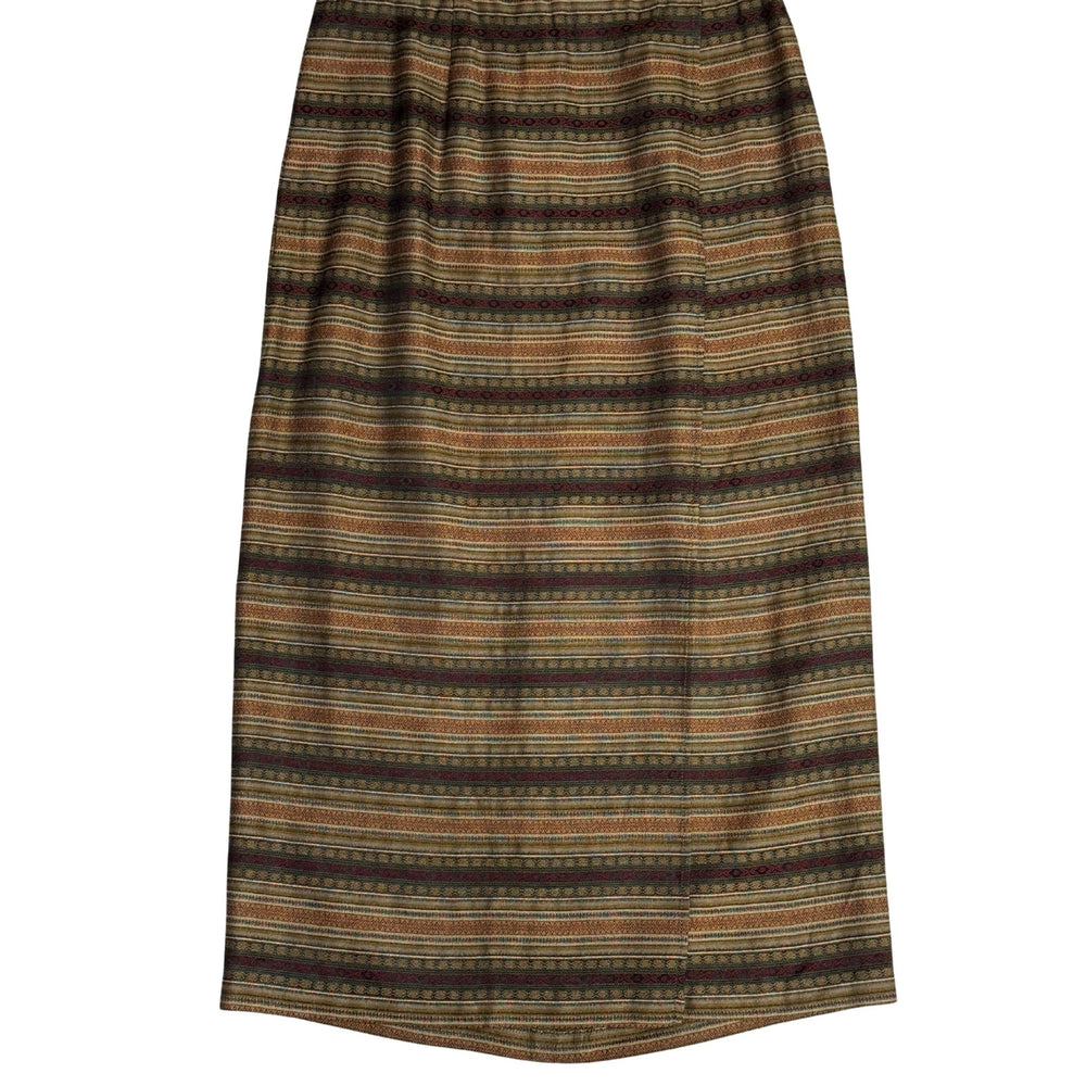 Vintage Faux Wrap Brocade Skirt In Earth Tones - Size L