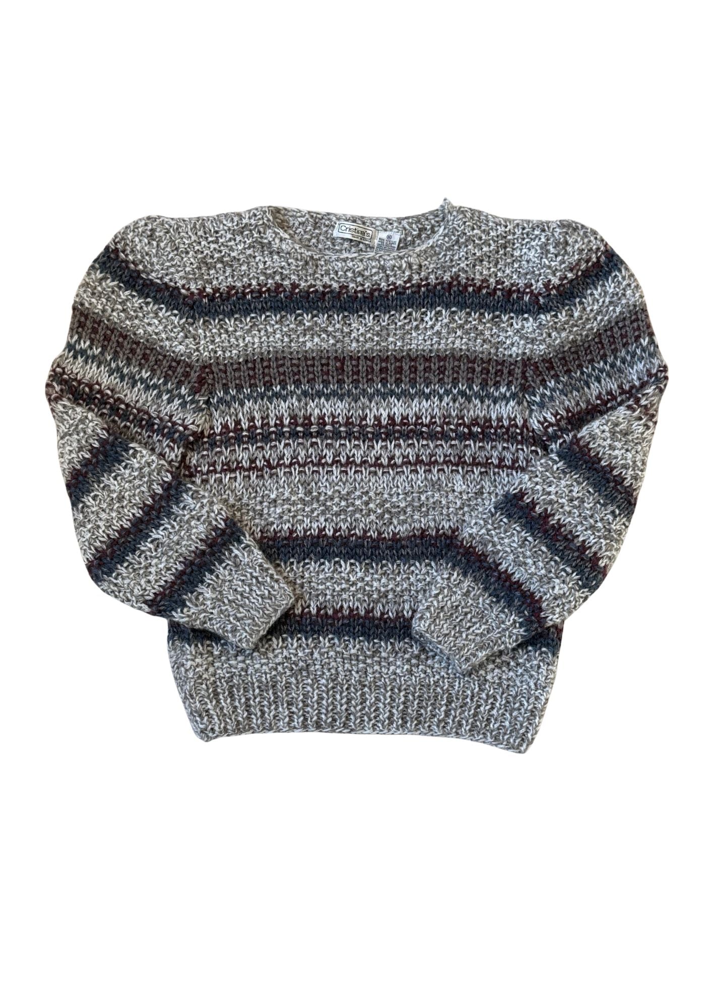 Vintage Christina’s Gray & Multi-Color Stripe Sweater - Size S