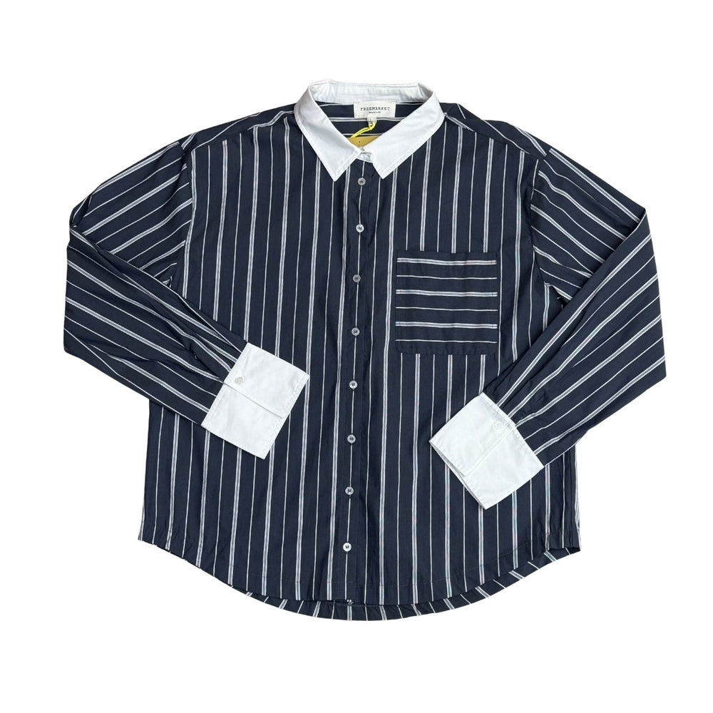 Anne Charcoal Striped Woven Top