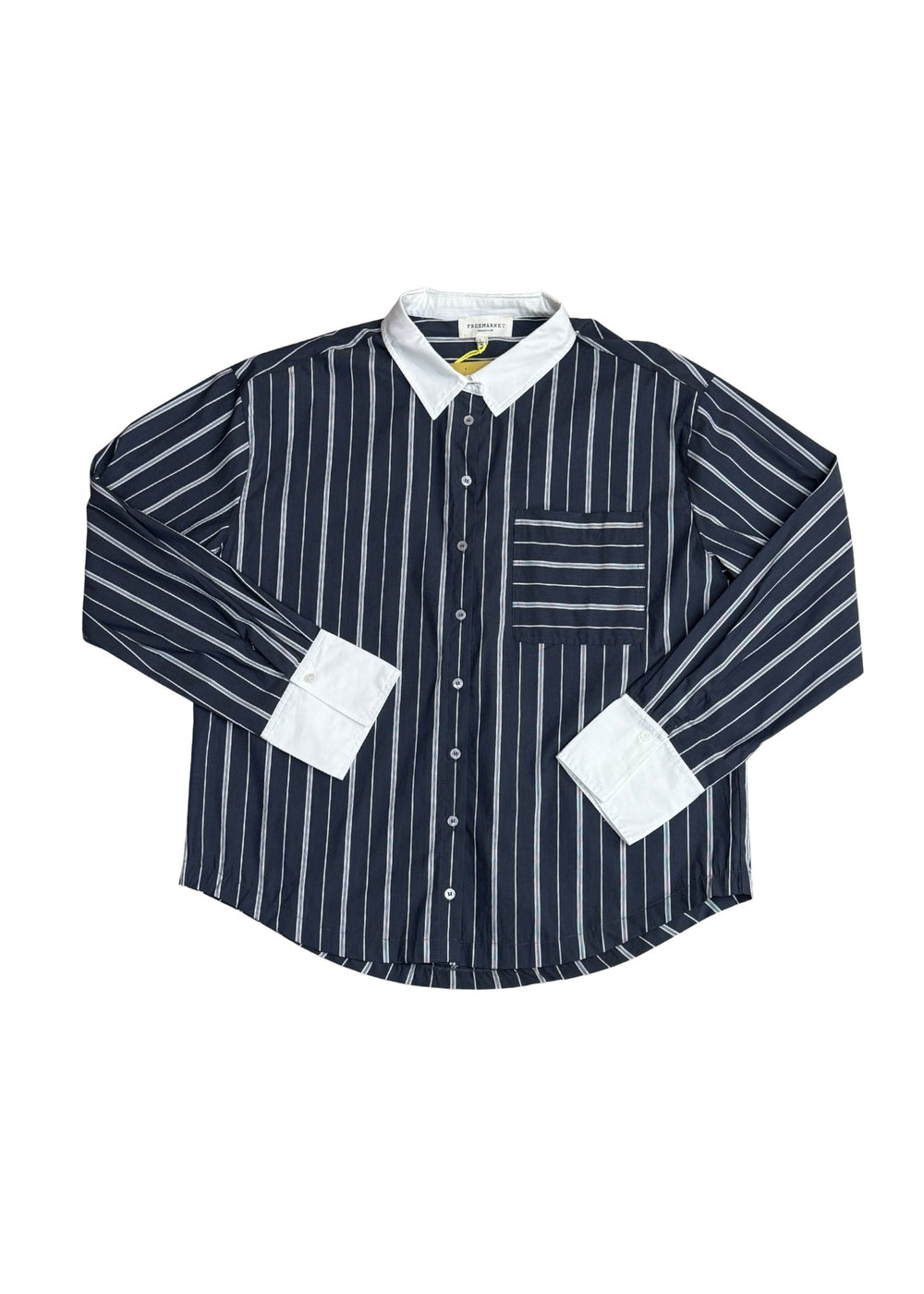 Anne Charcoal Striped Woven Top