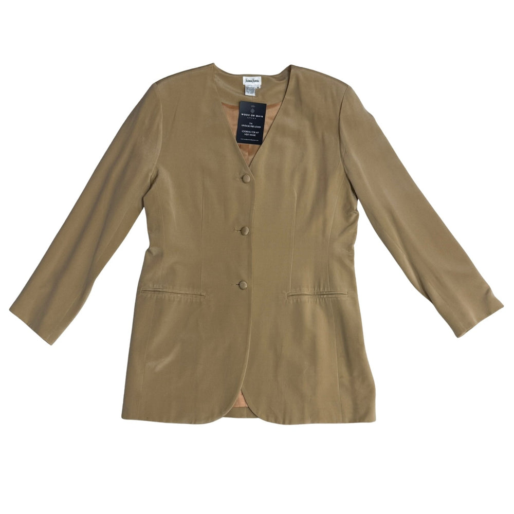 Vintage Neiman Marcus Tan Silk Blazer - Size XL