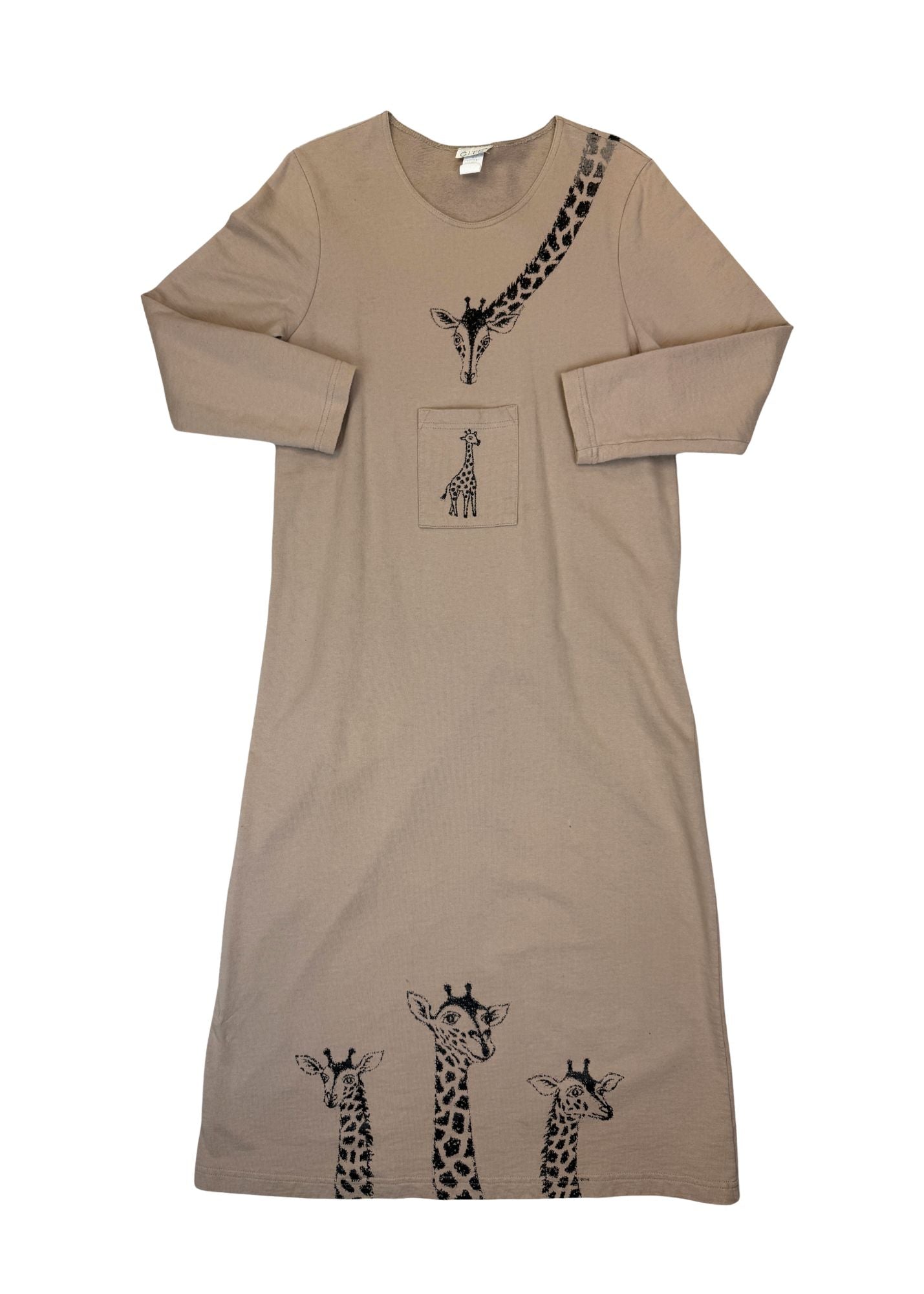 Vintage Cité Giraffe Maxi Dress - Size S (Beige or Black)