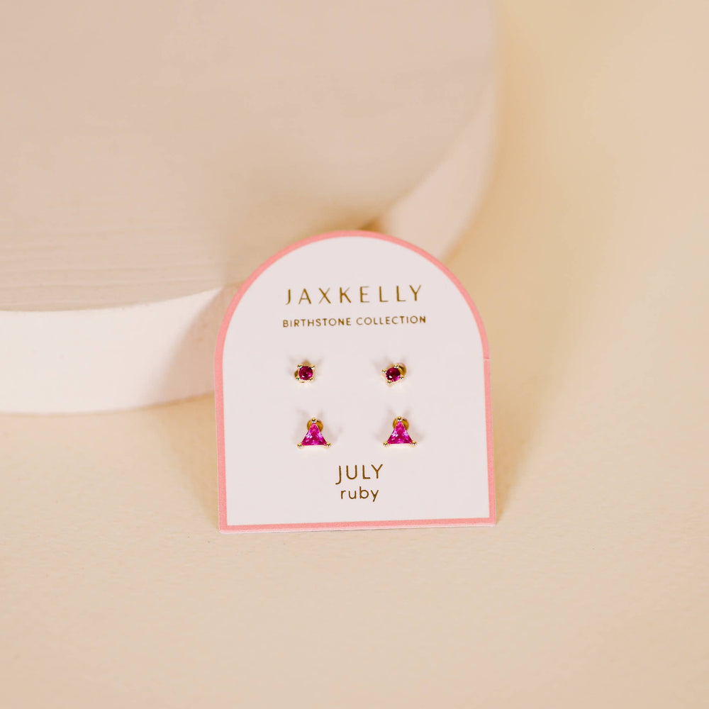 
                      
                        Birthstone Stud Gold Earrings Set - July
                      
                    