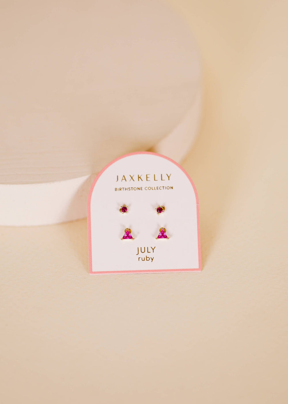 Birthstone Stud Gold Earrings Set - July