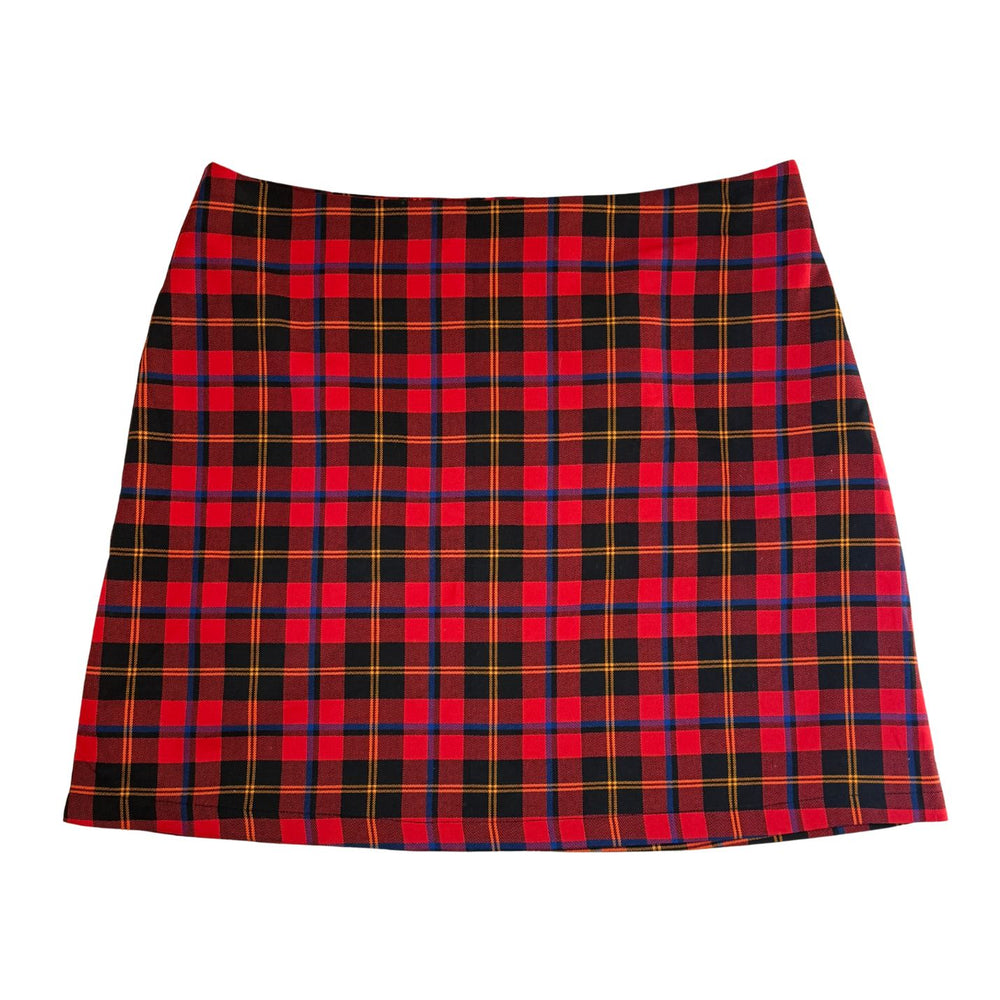 Pre-loved Red Tartan Plaid Mini Skirt - Size XL