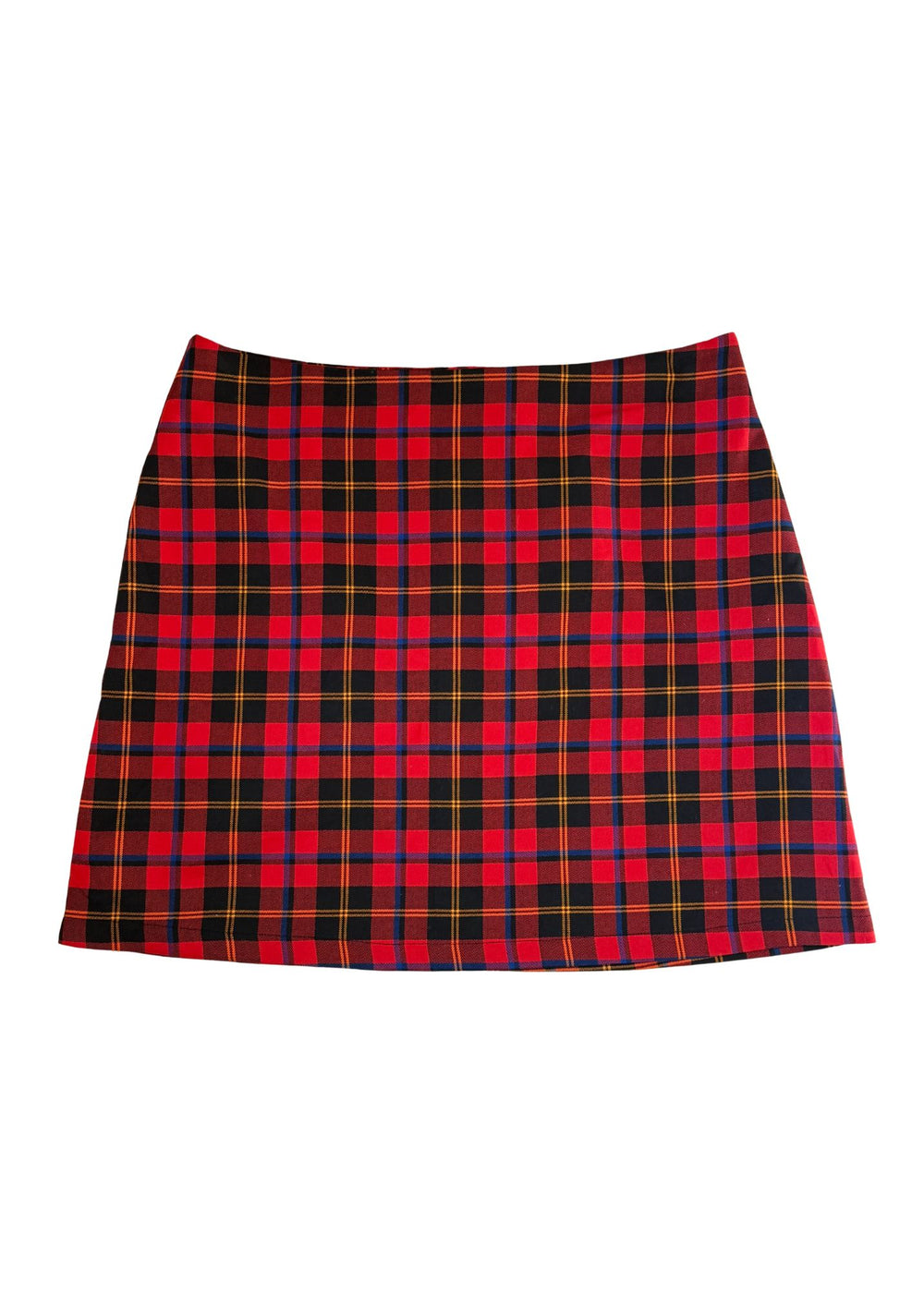 Pre-loved Red Tartan Plaid Mini Skirt - Size XL