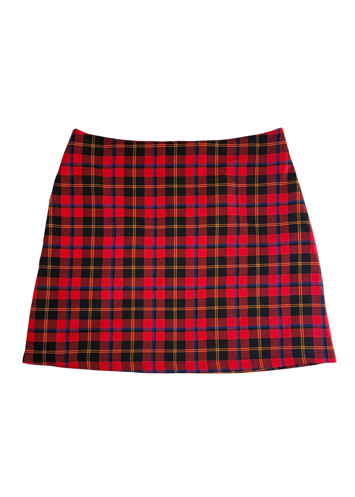 Pre-loved Red Tartan Plaid Mini Skirt - Size XL