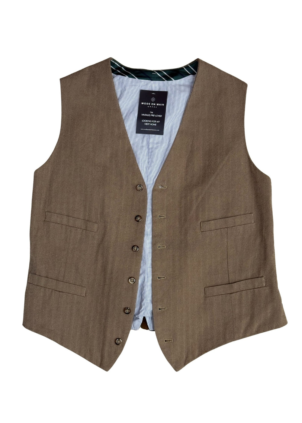 Pre-loved Tan Herringbone Vest - Size XL
