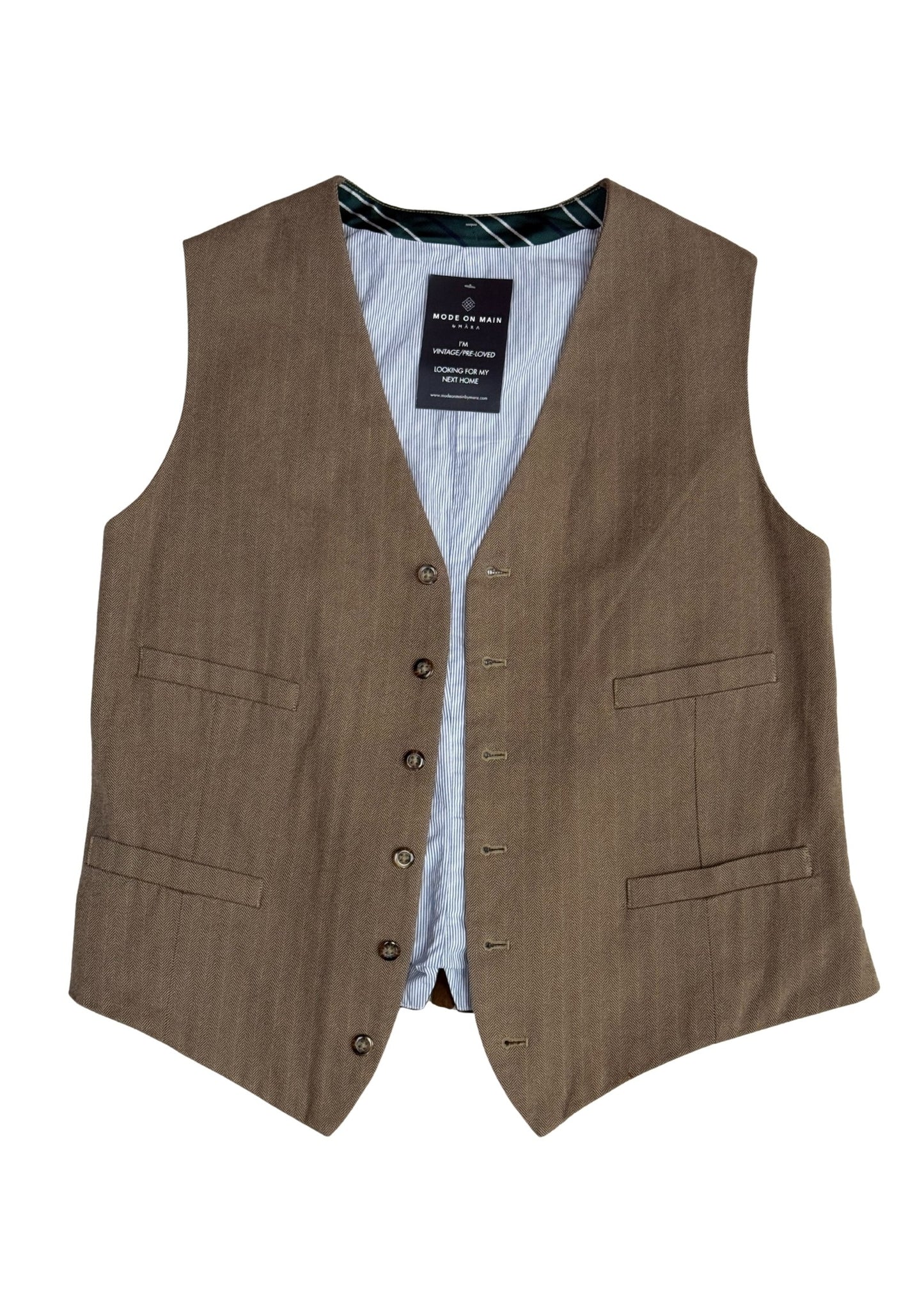 Pre-loved Tan Herringbone Vest - Size XL