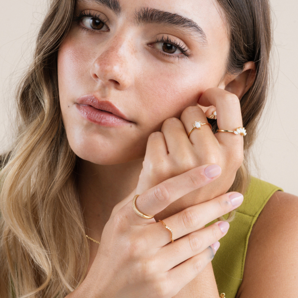 Gold Rings - Opal Burst CZ