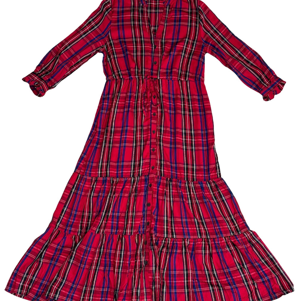 Pre-loved Red Plaid Prairie Maxi Dress - Size L