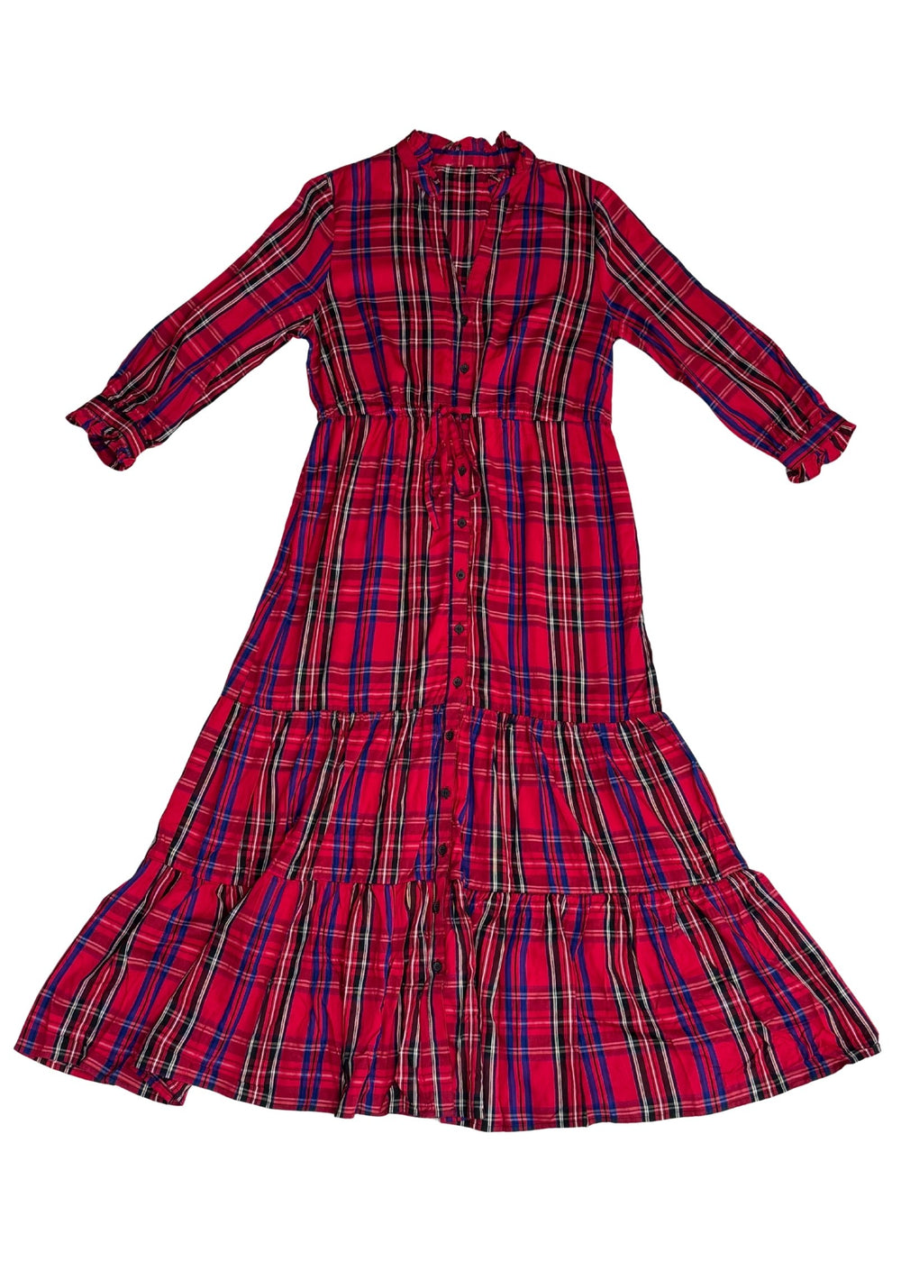 Pre-loved Red Plaid Prairie Maxi Dress - Size L