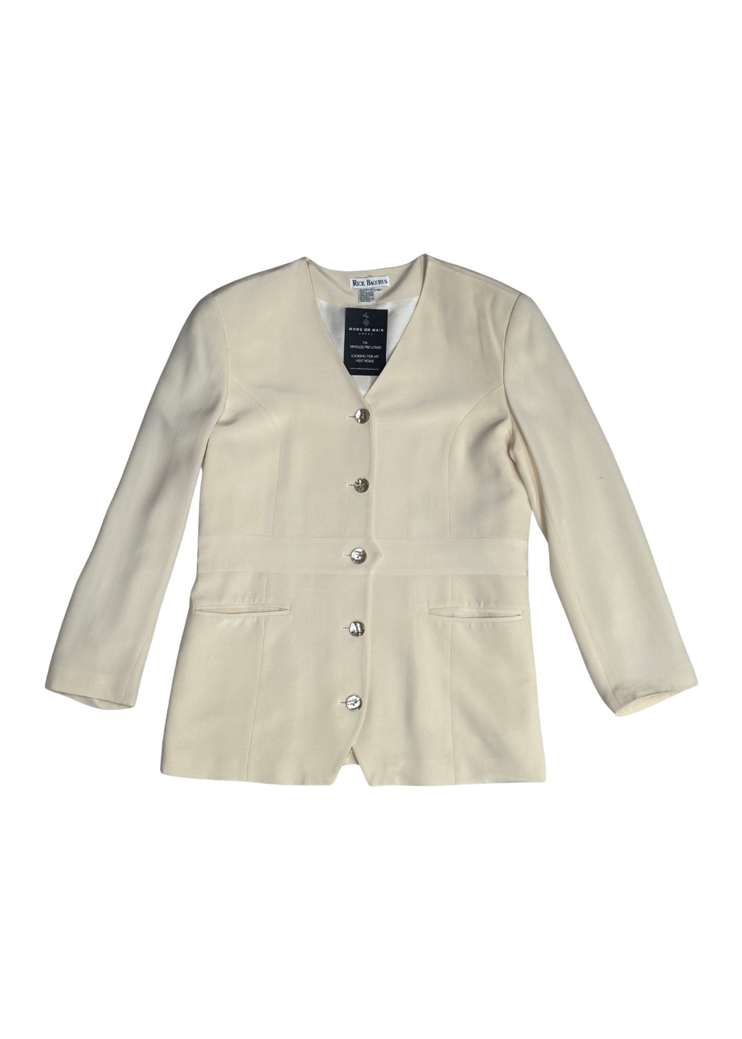 Vintage Off-white Rick Bacchus Silk Blazer - Size L