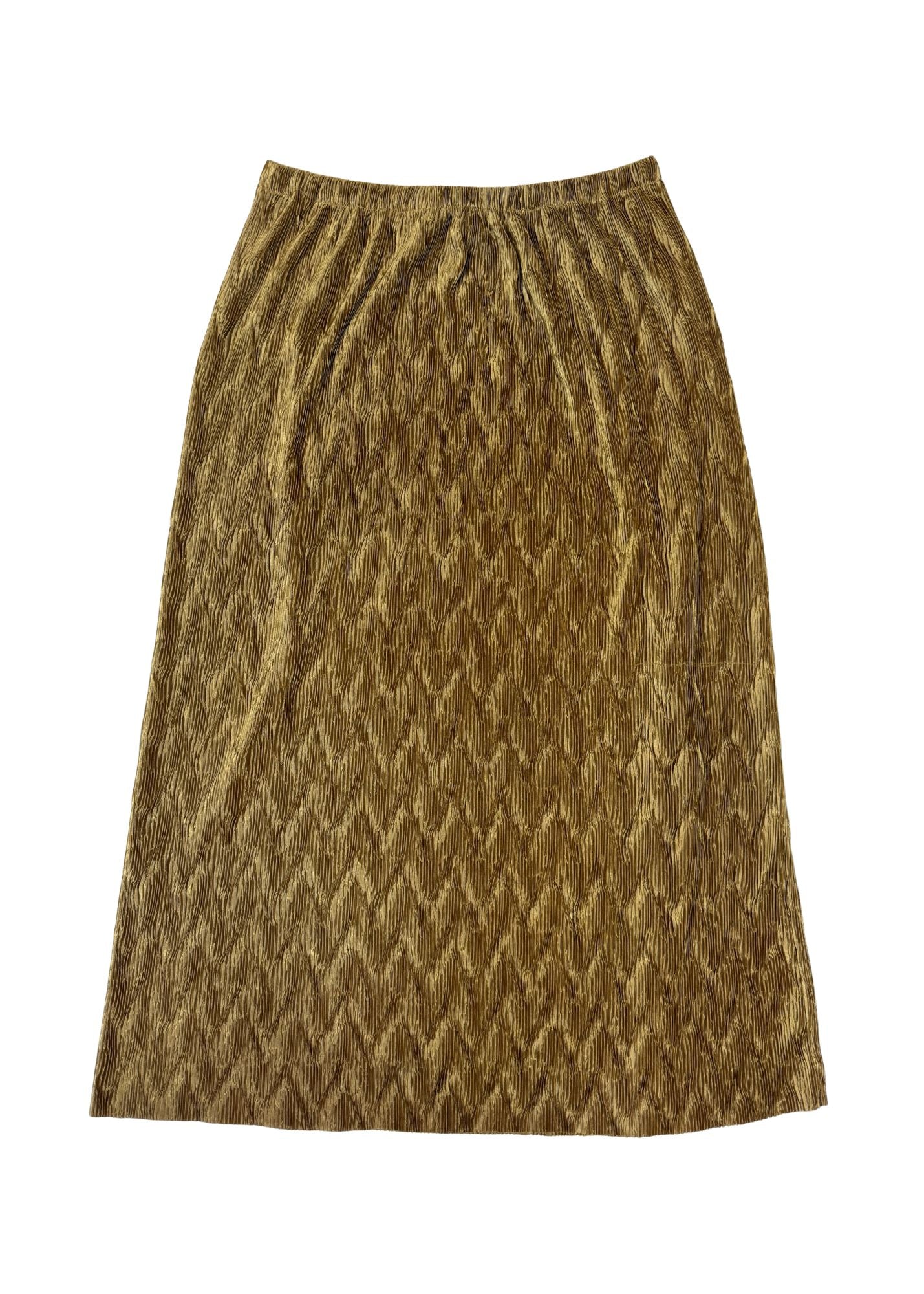 Pre-loved Gold Pleated Midi Skirt - Size M