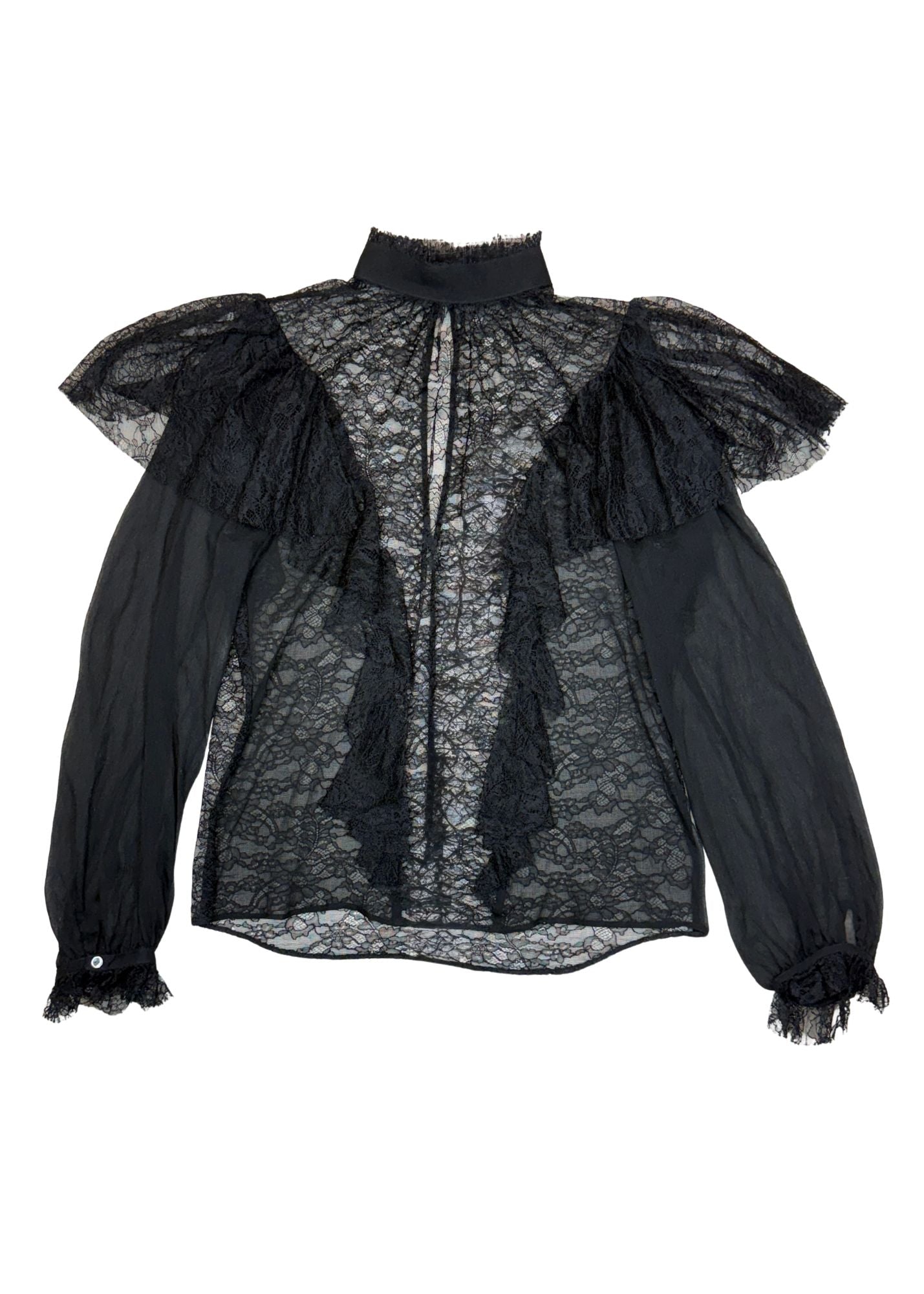 Vintage Polo Ralph Lauren Sheer Black Lace Top - Size XL