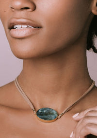 Suede/Stone Wrap in Amazonite/Gold