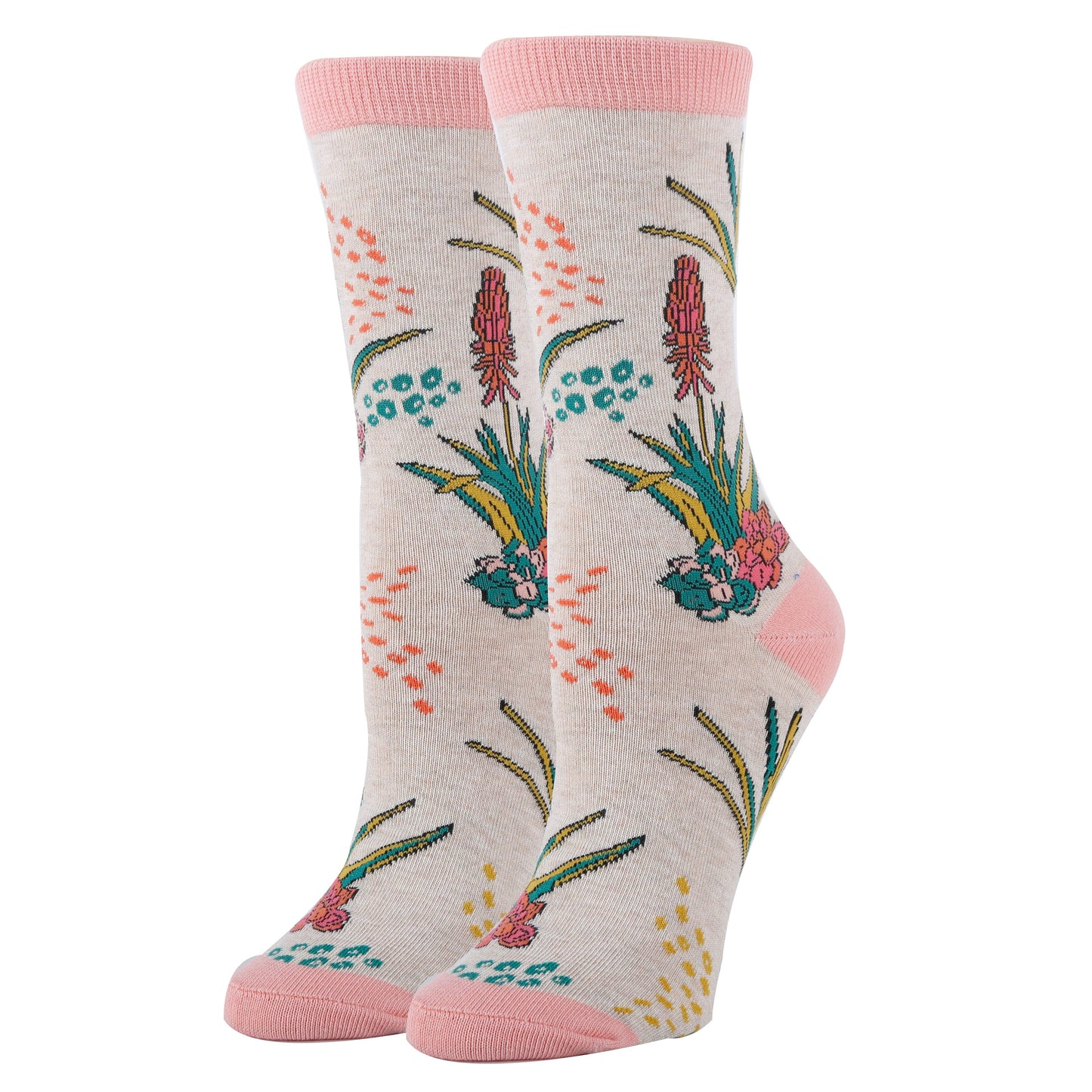 Aloe Vera | Women's Floral Premium Cotton Crew Socks
