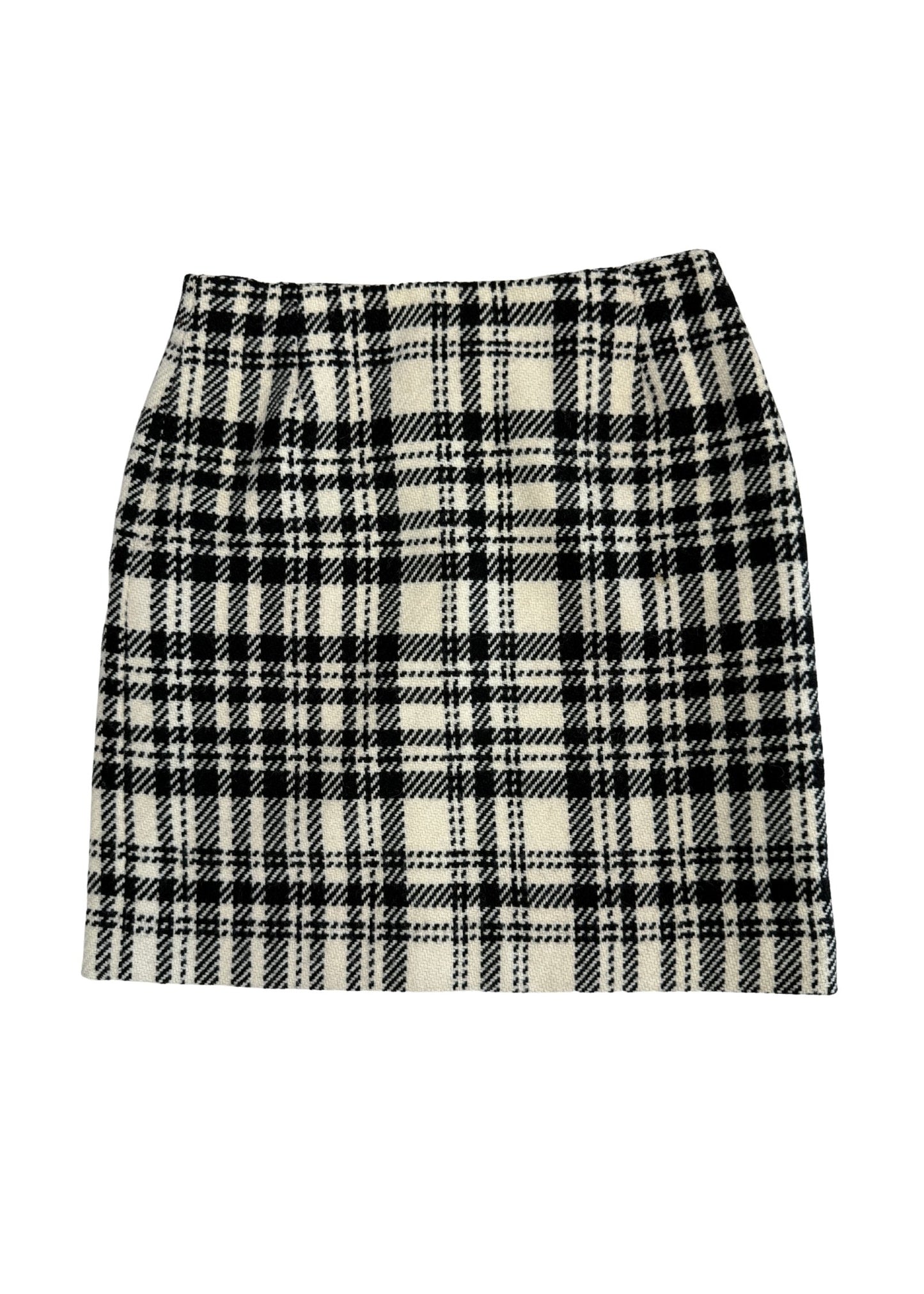 Pre-loved Eddie Bauer Cream & Black Plaid Wool Skirt - Size M