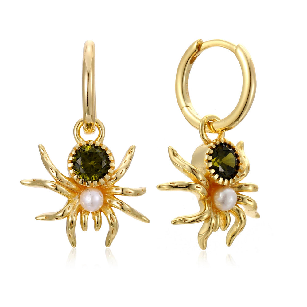 Black Widow Huggie Earrings
