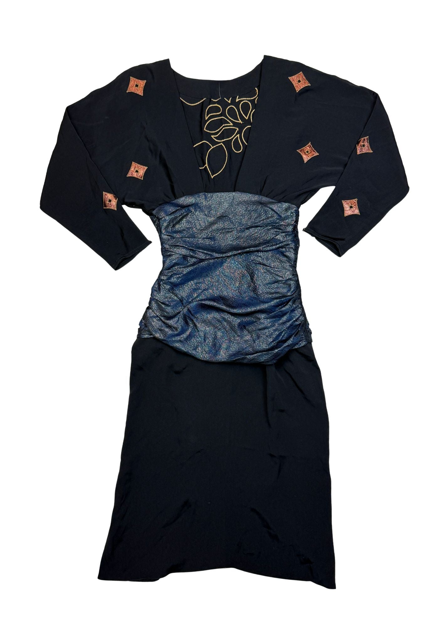 Vintage Shiny Appliqué Dress - Size XS