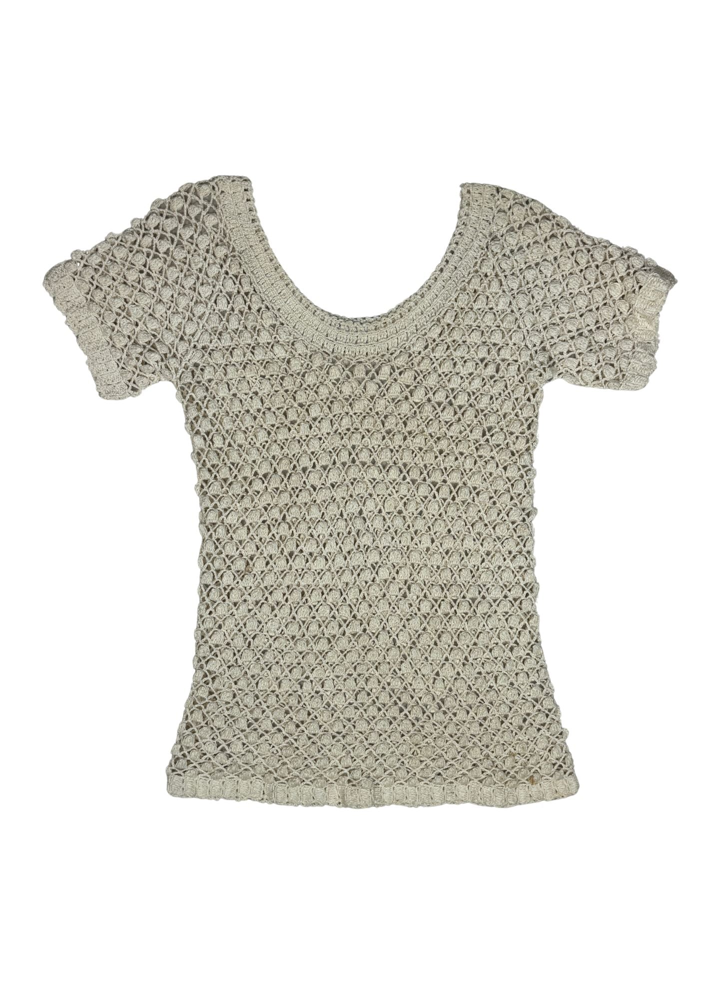 Pre-loved Cream Open Crochet Top - Size S