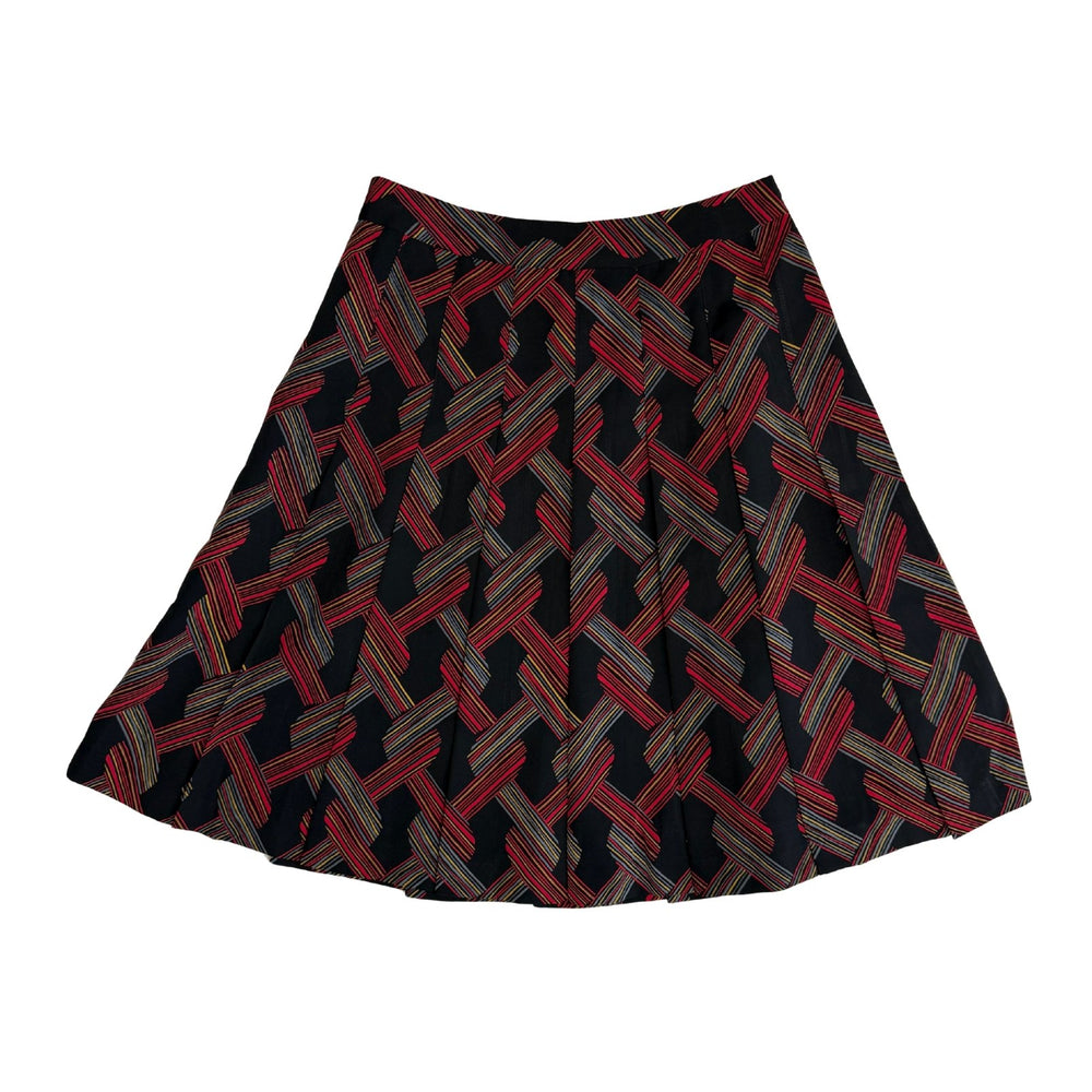 Vintage Patterned Pleated Skirt - Size M