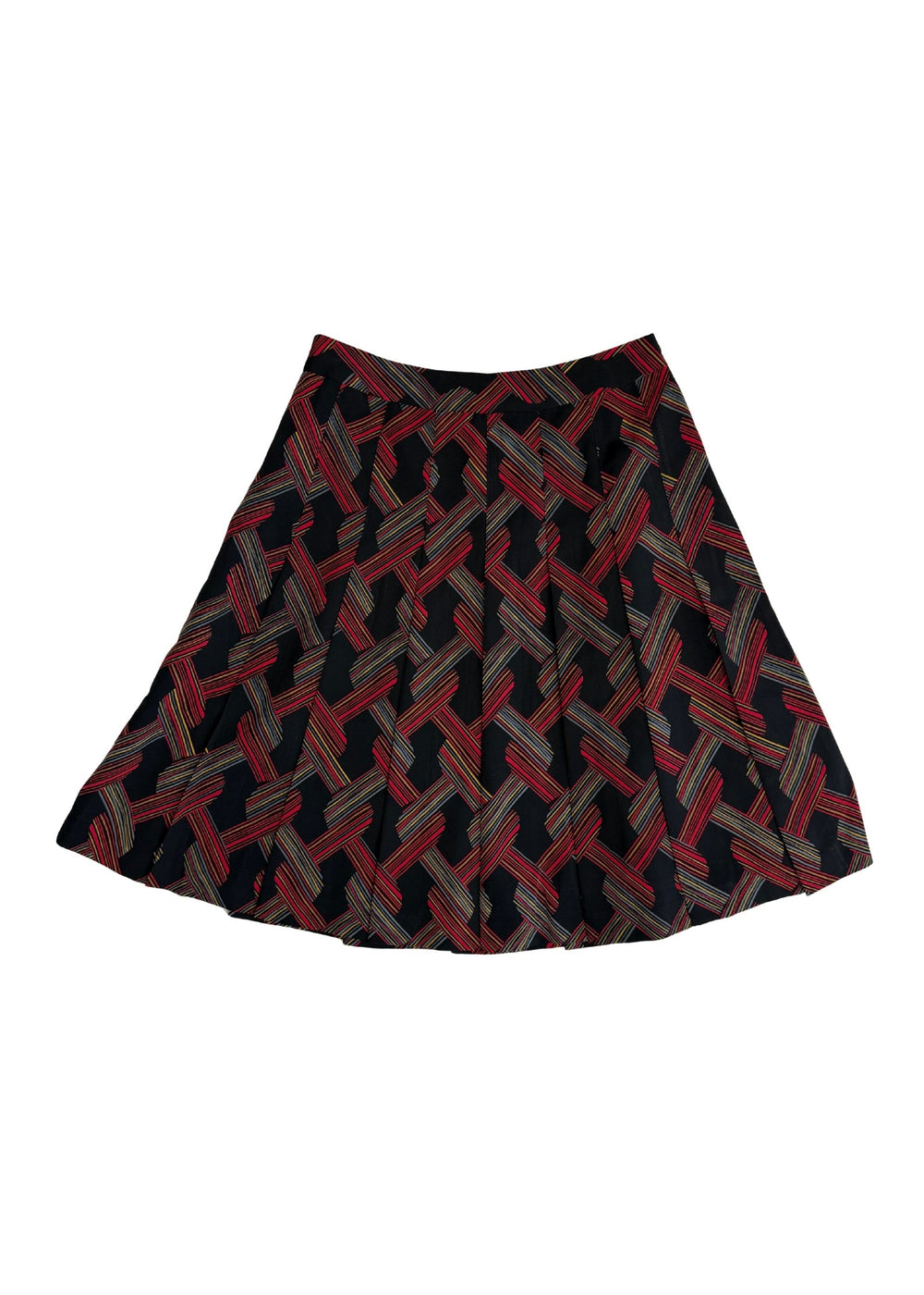 Vintage Patterned Pleated Skirt - Size M