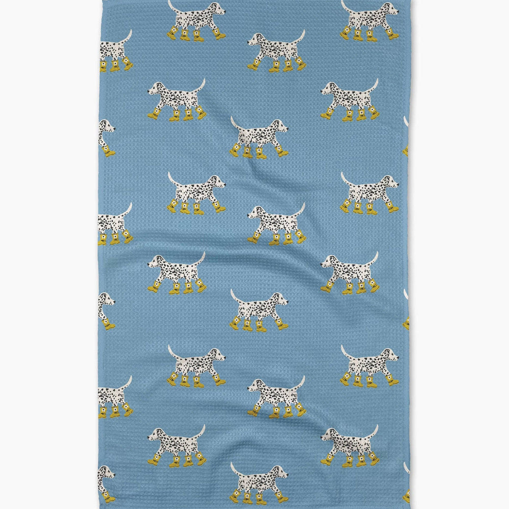Dalmatian In Boots Blue Tea Towel