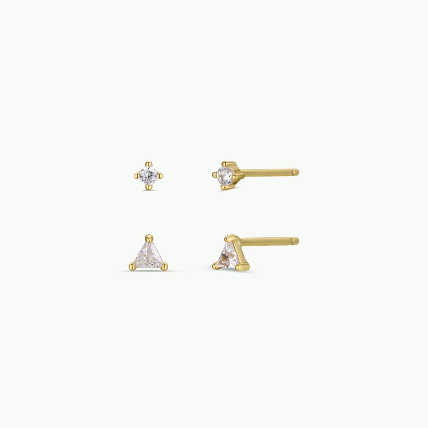 Birthstone Stud Gold Earrings Set - April