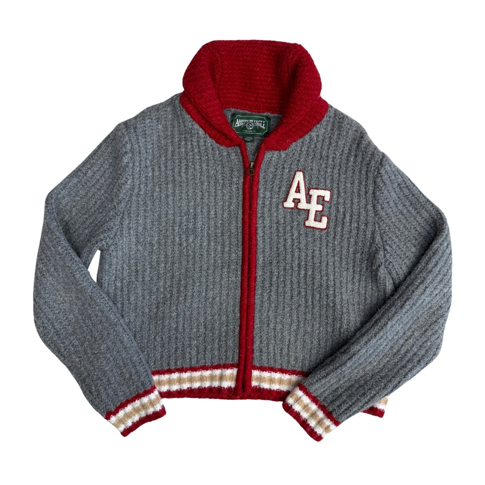 Pre-loved AE Gray Varsity Sweater with Zipper - Size S