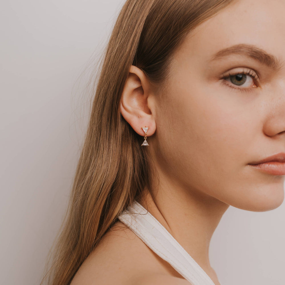 
                      
                        Dual Triangle Drop - Gold Earrings
                      
                    