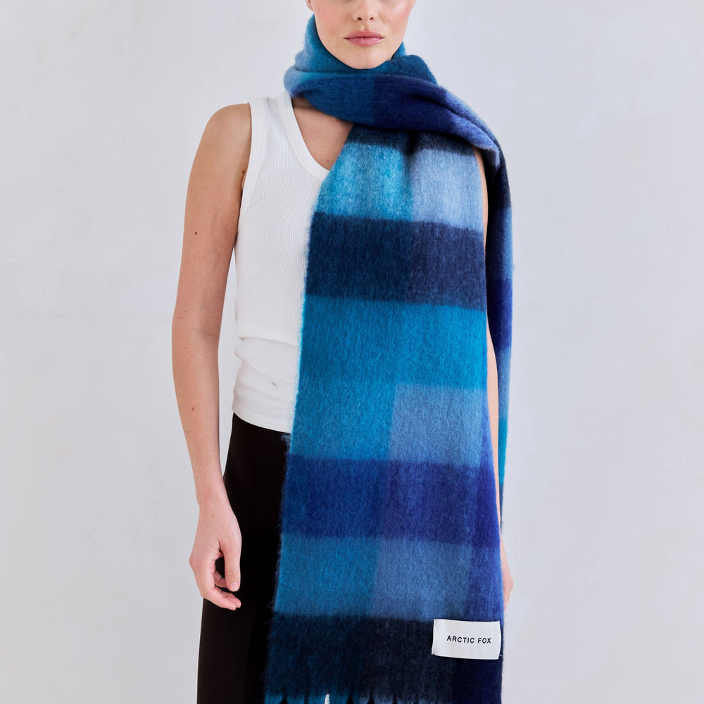 
                      
                        The Reykjavik Scarf - 100% Recycled - Blue Check
                      
                    