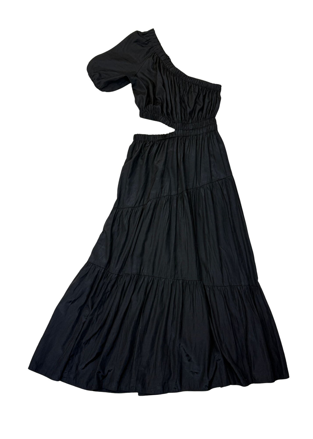 Pre-loved Black Maxi One Shoulder Peephole Dress - Size S