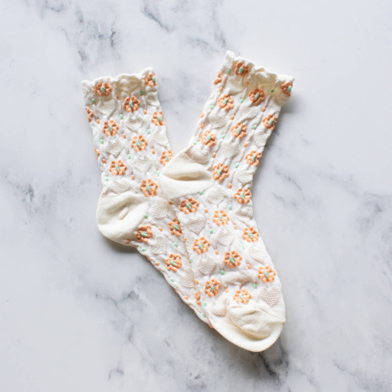 Floral Heart Casual Socks