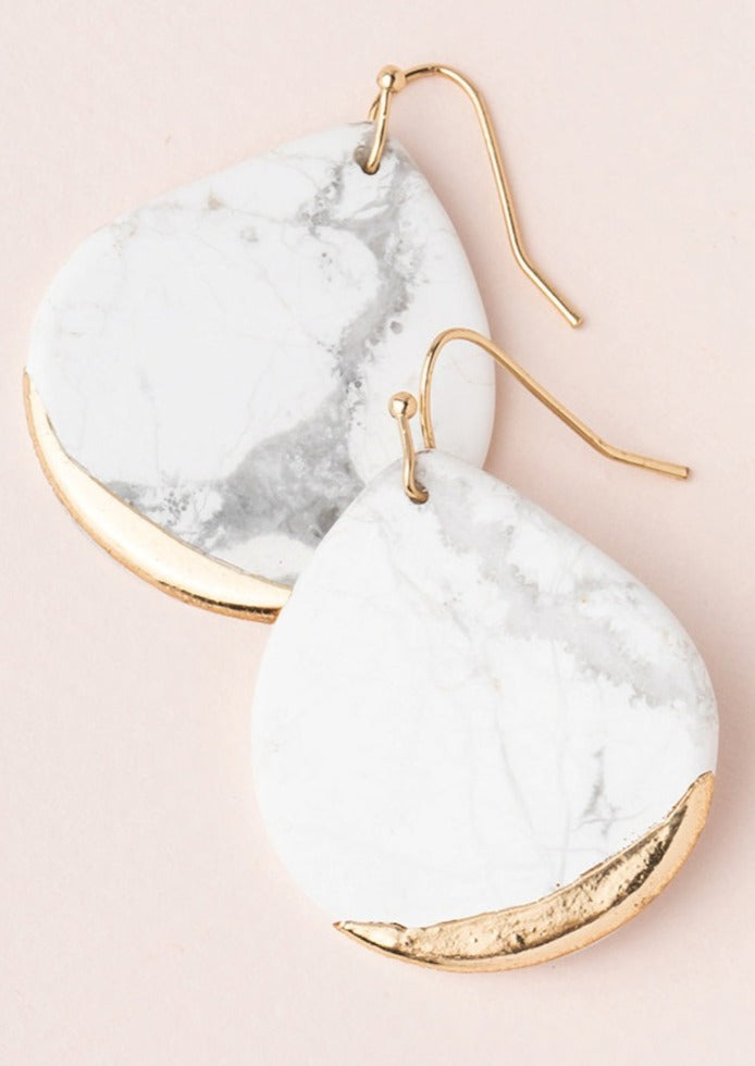Teardrop Earring - Howlite/Gold