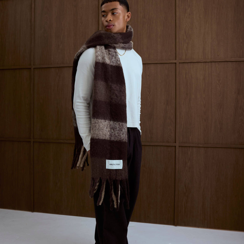 
                      
                        The Reykjavik Scarf - 100% Recycled - Brown Check
                      
                    