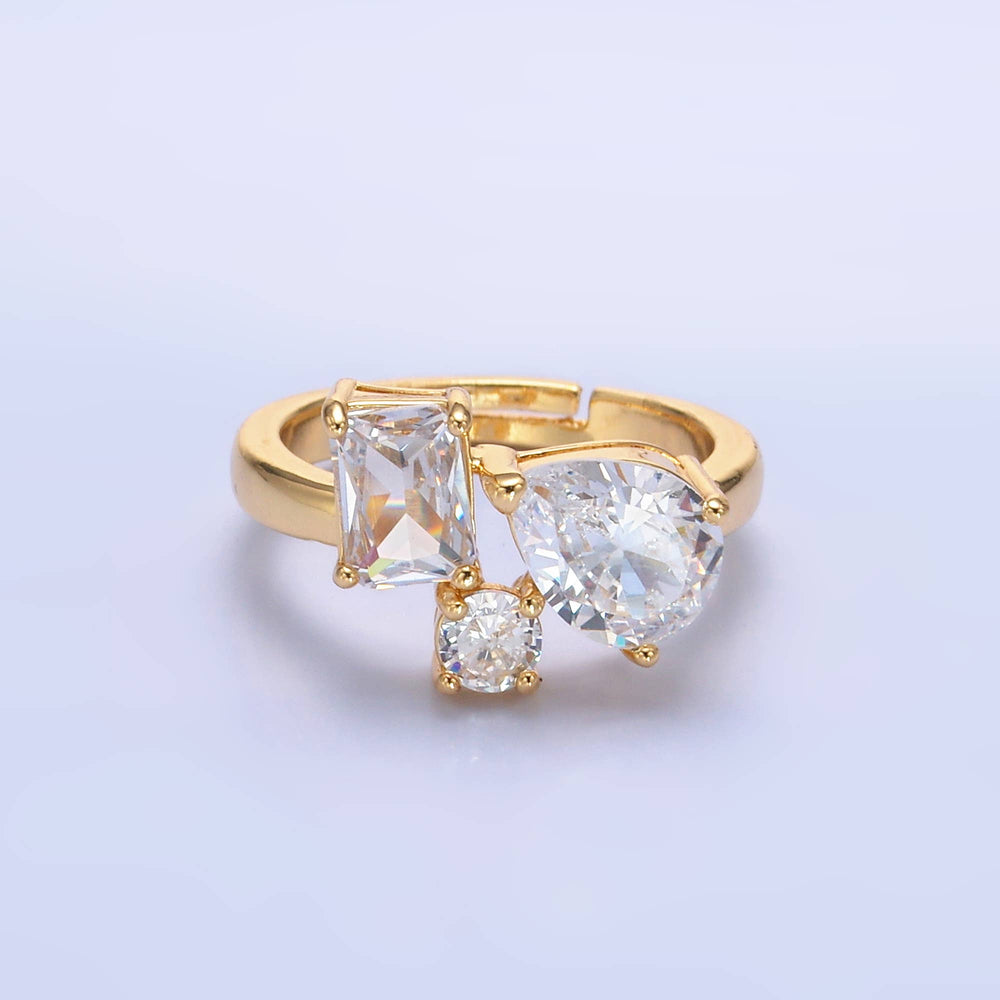 Multi Shape Clear CZ Stone Ring