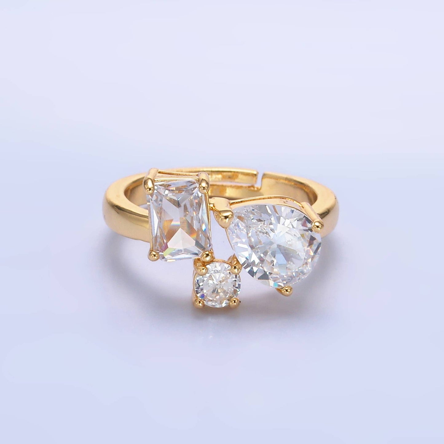 Multi Shape Clear CZ Stone Ring