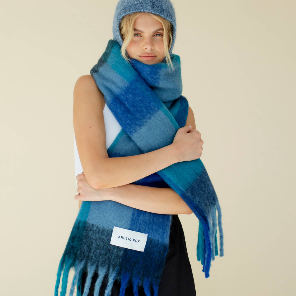 
                      
                        The Reykjavik Scarf - 100% Recycled - Blue Check
                      
                    