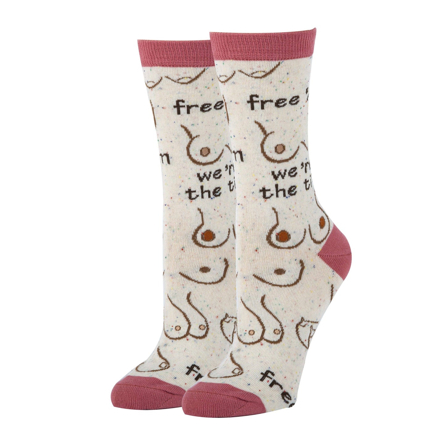 Free 'em | Women's Funny Saying Cotton Crew Socks