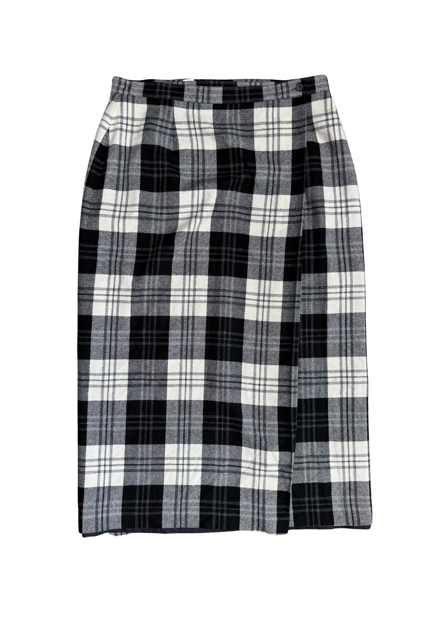 Pre-loved Evan-Picone Black & White Plaid Skirt - Size XL