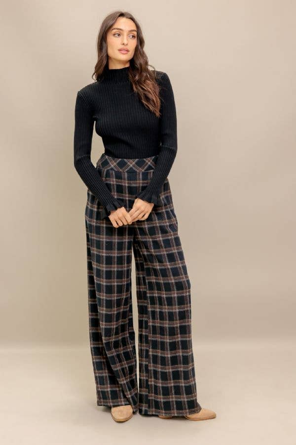 
                      
                        Claire Wide Leg Plaid Pants
                      
                    
