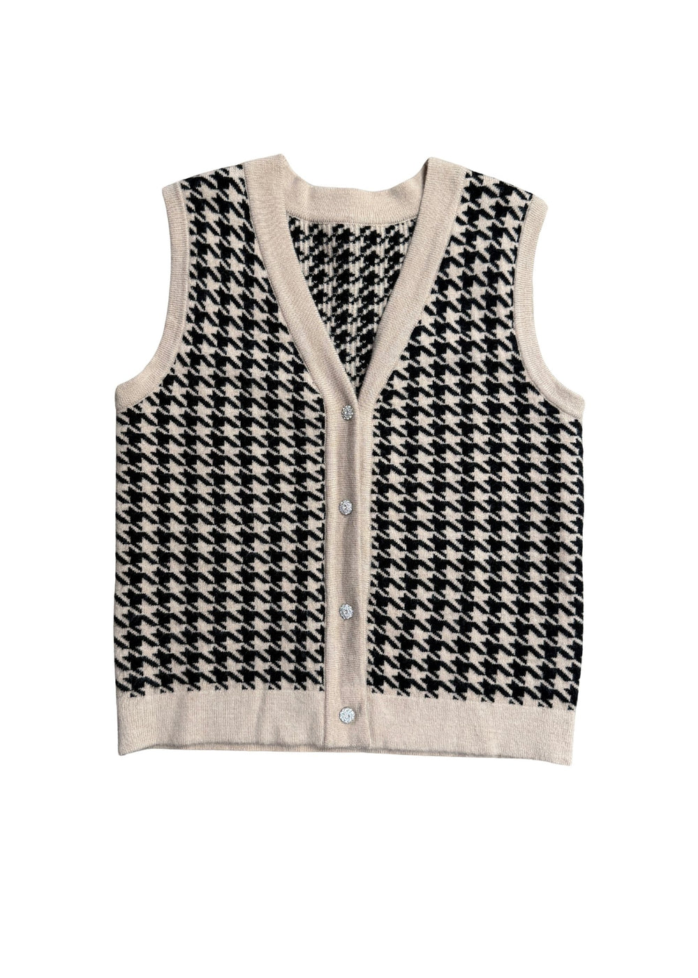 Pre-loved Tan & Black Houndstooth Sweater Vest - Size XL