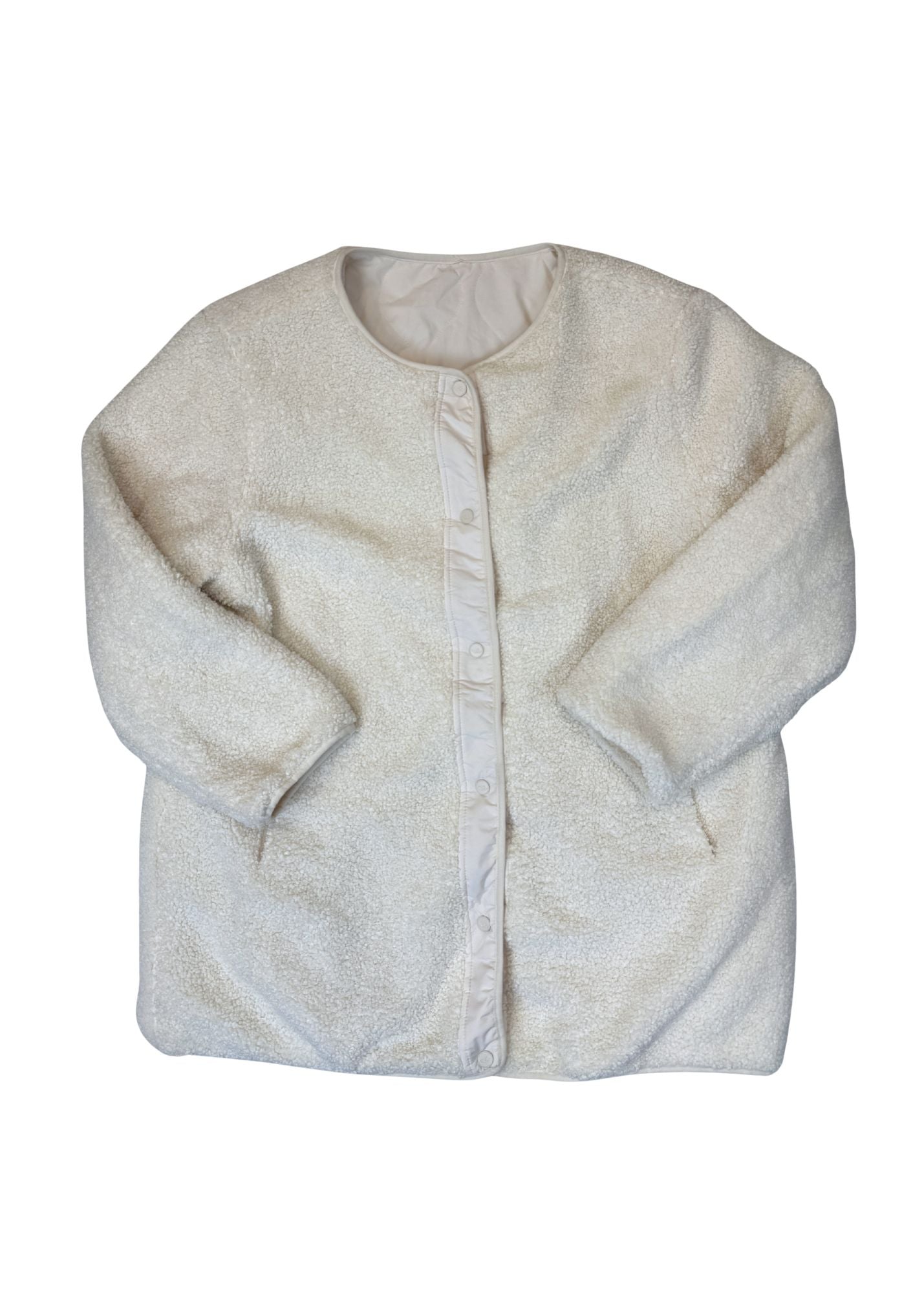 Pre-loved Reversible White Sherpa Jacket - Size L