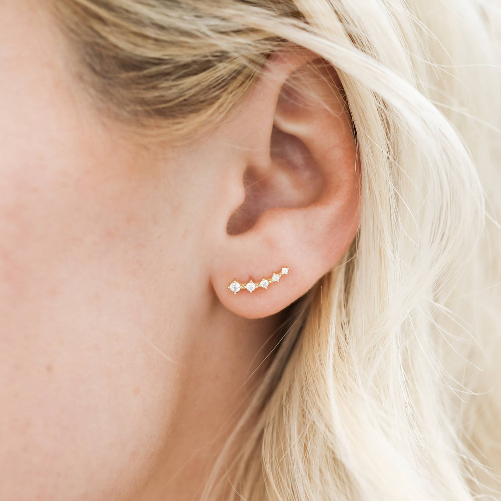 
                      
                        Crawler - White CZ - Gold Earrings
                      
                    