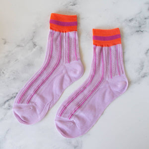 Ankle Mesh Striped Casual Socks