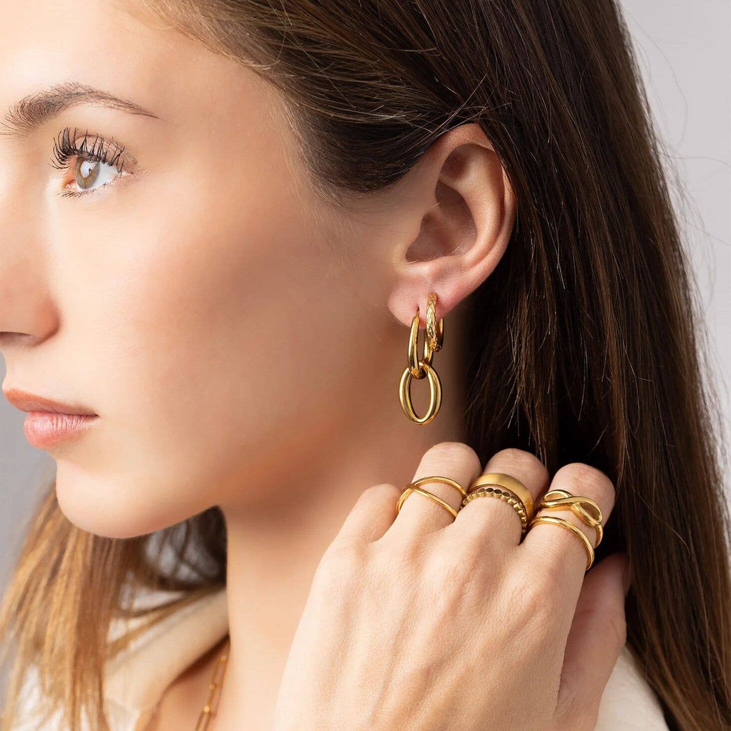 Double Hoop Dangle Earrings